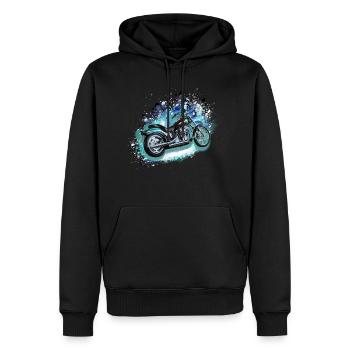 moto, motocycle, biker, graffiti, peinture - Sweat à capuche Premium bio Homme - noir - Devant - Nico (187cm)