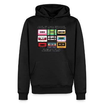 Old school Record - Männer Premium Bio Hoodie - Schwarz - Vorne - Nico (187cm)