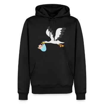 Cigogne avec bébé - Sweat à capuche Premium bio Homme - noir - Devant - Nico (187cm)