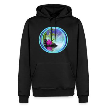 Zen-Druck - Männer Premium Bio Hoodie - Schwarz - Vorne - Nico (187cm)