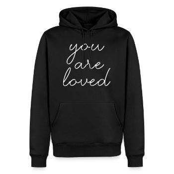 you are loved liebe Herz valentinstag Schrift - Männer Premium Bio Hoodie - Schwarz - Vorne - Nico (187cm)