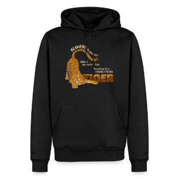 Sei immer du selbst,außer du kannst ein Tiger sein - Männer Premium Bio Hoodie - Schwarz - Vorne - Nico (187cm)