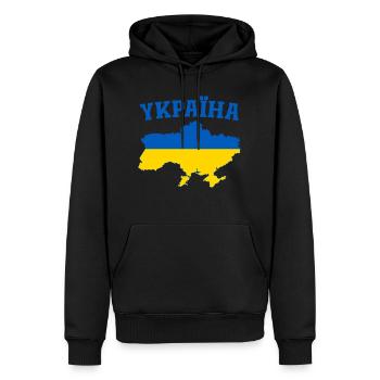 Ukraine Flagge YKPAIHA - Männer Premium Bio Hoodie - Schwarz - Vorne - Nico (187cm)