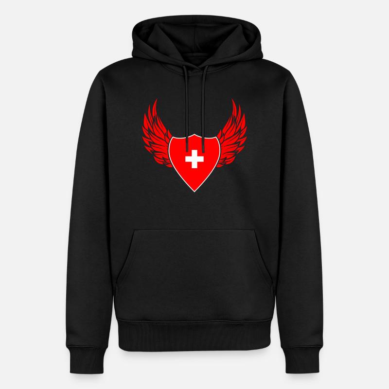 Schweizer Wappen - Männer Premium Bio Hoodie - Schwarz