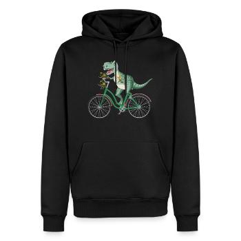 T-Rex Dino Dinosaur Cyclist Biker Gift - Men’s Premium Organic Hoodie - black - Front - Nico (187cm)