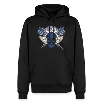 Skull Bullseye Joueur de fléchettes Backprint Joueur de fléchettes - Sweat à capuche Premium bio Homme - noir - Devant - Nico (187cm)