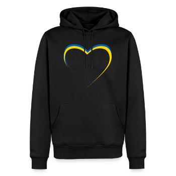 Ukraine Herz, blau gelb - Männer Premium Bio Hoodie - Schwarz - Vorne - Nico (187cm)