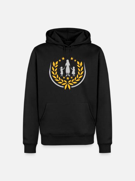 2 Töchter Mutter Lorbeerkranz - Männer Premium Bio Hoodie - Schwarz