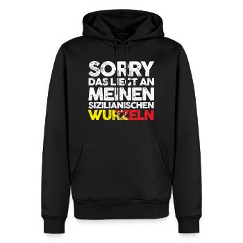 Sizilienische Wurzeln Sicilia Sizilianer Sizilien - Männer Premium Bio Hoodie - Schwarz - Vorne - Nico (187cm)