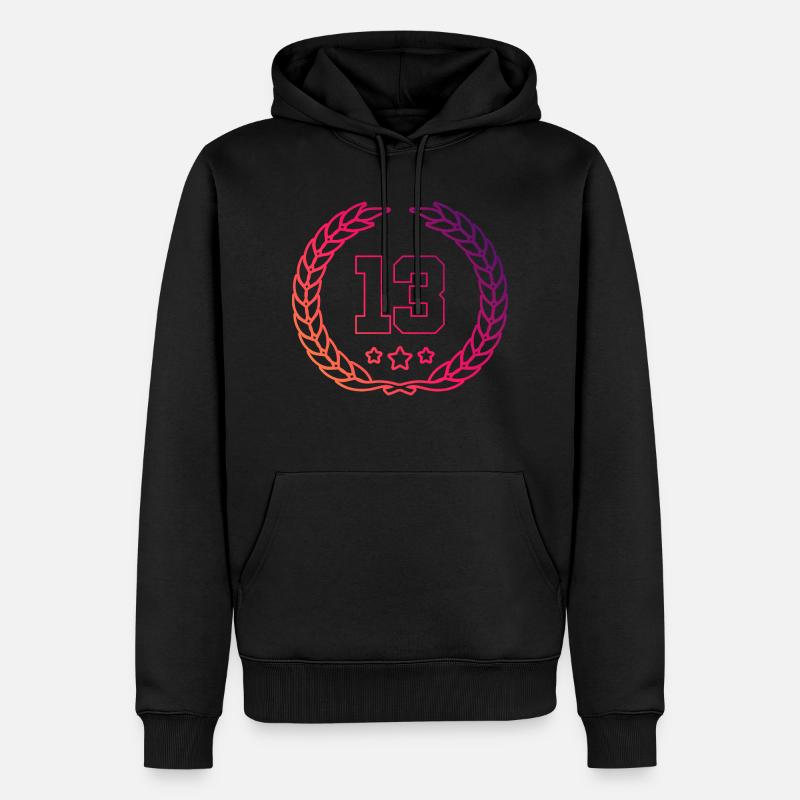13 Couronne de chiffres - Sweat à capuche Premium bio Homme - noir