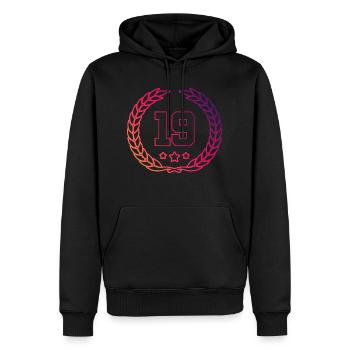 Couronne de 19 chiffres - Sweat à capuche Premium bio Homme - noir - Devant - Nico (187cm)