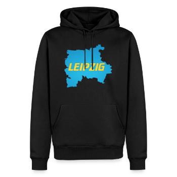 LEIPZIG - Männer Premium Bio Hoodie - Schwarz - Vorne - Nico (187cm)