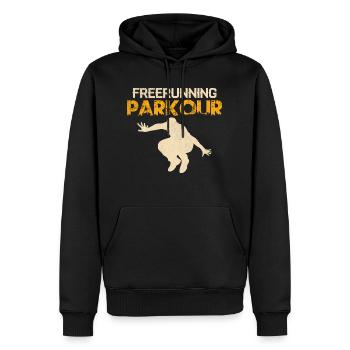 Freerunning Parkour Traceur Course Libre - Sweat à capuche Premium bio Homme - noir - Devant - Nico (187cm)