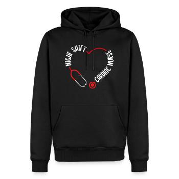 Infirmière cardiaque de nuit Stethoscope Nursing - Sweat à capuche Premium bio Homme - noir - Devant - Nico (187cm)
