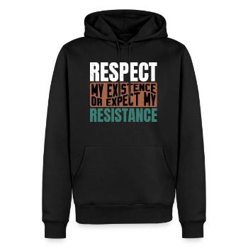 Respectez mon existence ou attendez-vous à ma résistance 10 - Sweat à capuche Premium bio Homme - noir - Devant - Nico (187cm)