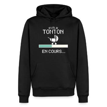 Futur Tonton Annoncer Grossesse pour Futur Oncle - Men’s Premium Organic Hoodie - black - Front - Nico (187cm)