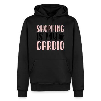 Shopping is my Cardio - Männer Premium Bio Hoodie - Schwarz - Vorne - Nico (187cm)