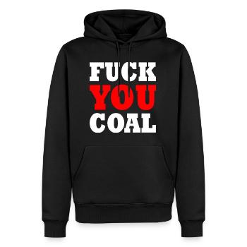Fuck you coal - Sweat à capuche Premium bio Homme - noir - Devant - Nico (187cm)