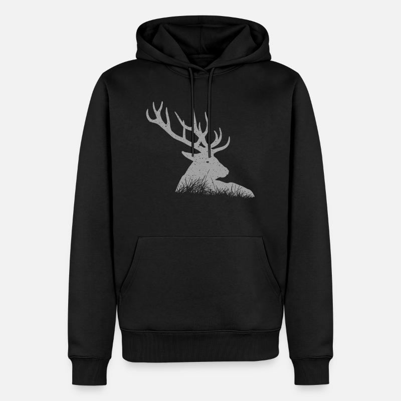 Hirsch - Männer Premium Bio Hoodie - Schwarz
