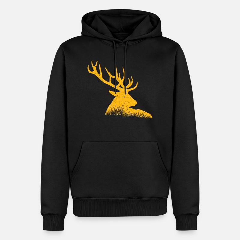 Hirsch - Männer Premium Bio Hoodie - Schwarz