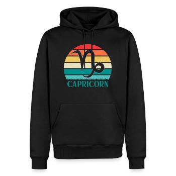 capricorn - Sweat à capuche Premium bio Homme - noir - Devant - Nico (187cm)