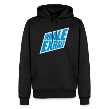Inspirez expirez Yoga citation - Sweat à capuche Premium bio Homme - noir - Devant - Nico (187cm)