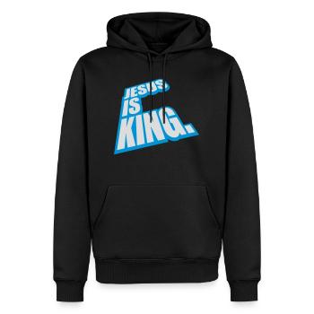 jesus is king Zitat - Männer Premium Bio Hoodie - Schwarz - Vorne - Nico (187cm)