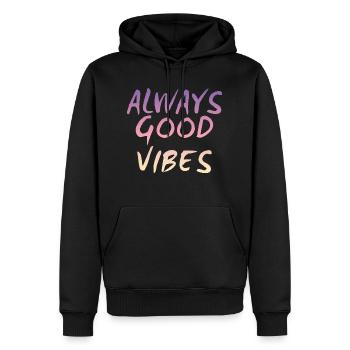 Good vibes - Männer Premium Bio Hoodie - Schwarz - Vorne - Nico (187cm)