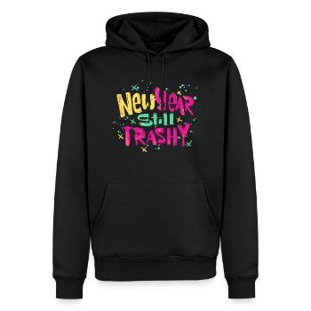 Nouvel An encore trash Bonne année 2023 - Sweat à capuche Premium bio Homme - noir - Devant - Nico (187cm)