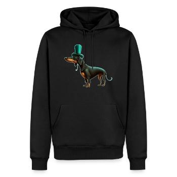 Teckel élégant dans un cylindre et des lunettes - Sweat à capuche Premium bio Homme - noir - Devant - Nico (187cm)