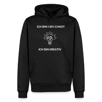 Kein Chaot sondern kreativ - Männer Premium Bio Hoodie - Schwarz - Vorne - Nico (187cm)
