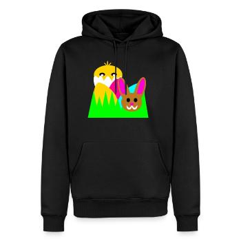 Photo pour Pâques - Sweat à capuche Premium bio Homme - noir - Devant - Nico (187cm)