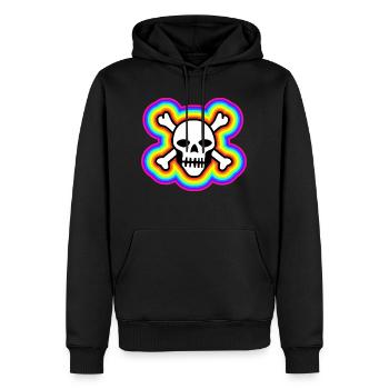 Regenbogenfarbener Schädel: Lebendiger und einzigartiger Schädel - Männer Premium Bio Hoodie - Schwarz - Vorne - Nico (187cm)