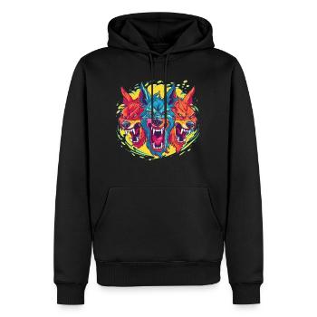 Dog Wolf Werewolf Cerberus Hellhound myth - Men’s Premium Organic Hoodie - black - Front - Nico (187cm)