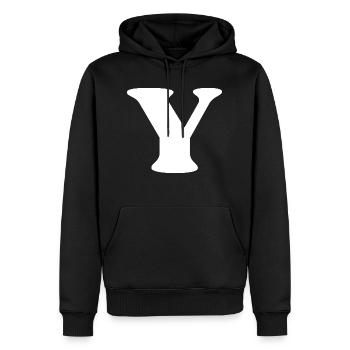 Letter y - Men’s Premium Organic Hoodie - black - Front - Nico (187cm)