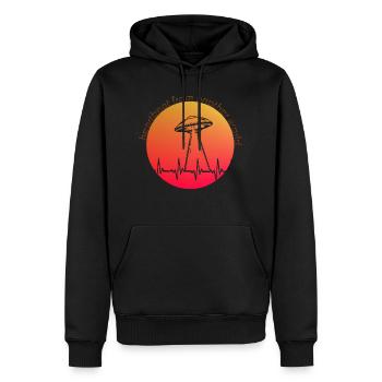 Ufo, heartbeat, Herzschlag, Sonnenuntergang - Männer Premium Bio Hoodie - Schwarz - Vorne - Nico (187cm)