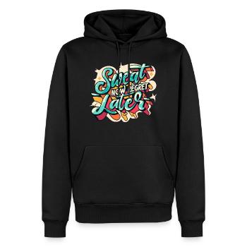 Jetzt schwitzen, später bereuen - Männer Premium Bio Hoodie - Schwarz - Vorne - Nico (187cm)
