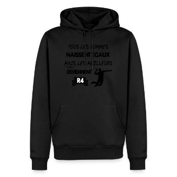 VOLLEY BALL - Réceptionneur -attaquant - Sweat à capuche Premium bio Homme - noir - Devant - Nico (187cm)
