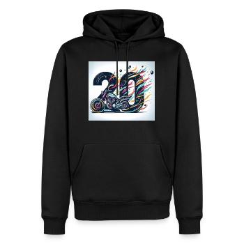 Motorrad-Designs zum 20-jährigen Jubiläum: Geschwindigkeit und Stil - Männer Premium Bio Hoodie - Schwarz - Vorne - Nico (187cm)
