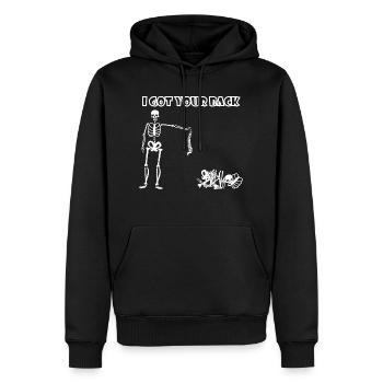 Ich halte dir den Rücken frei. - Männer Premium Bio Hoodie - Schwarz - Vorne - Nico (187cm)