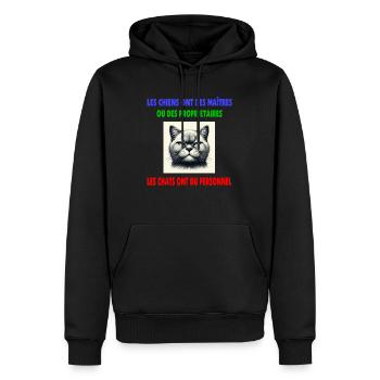 Monsieur le Chat a du personnel - Sweat à capuche Premium bio Homme - noir - Devant - Nico (187cm)