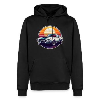 Oldtimer Sonnenuntergang - Männer Premium Bio Hoodie - Schwarz - Vorne - Nico (187cm)