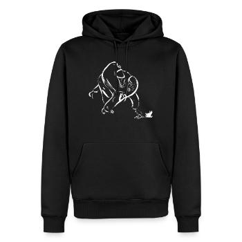 TAI OTOSHI BLANC - Sweat à capuche Premium bio Homme - noir - Devant - Nico (187cm)
