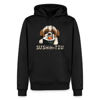 Sushi Tzu Shih Tzu Hund Lustiges Sushi Design - Männer Premium Bio Hoodie - Schwarz - Vorne - Nico (187cm)