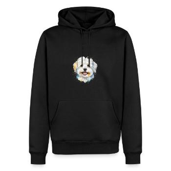 Coton de Tuléar rayon de soleil - Sweat à capuche Premium bio Homme - noir - Devant - Nico (187cm)
