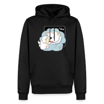 Hund koreanisch - japanischer Stil 03 - Männer Premium Bio Hoodie - Schwarz - Vorne - Nico (187cm)