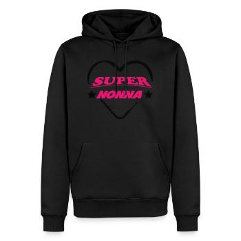 SUPER NONNA - Sweat à capuche Premium bio Homme - noir - Devant - Nico (187cm)