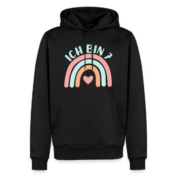 Ich bin 7 niedliche Regenbogen Design Junge Mädche - Men’s Premium Organic Hoodie - black - Front - Nico (187cm)