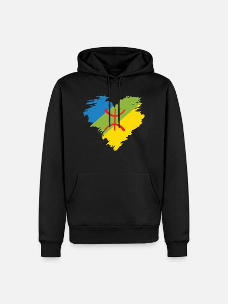AMAZIGH IN MEINEM HERZEN - ICH BIN EIN ECHTER KABYL - Männer Premium Bio Hoodie - Schwarz