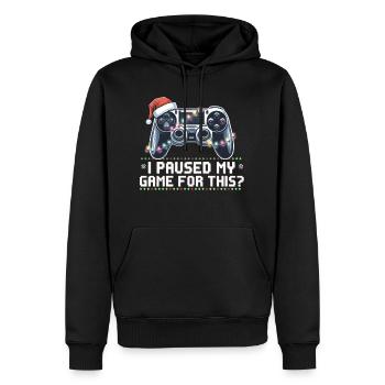 Gamer's Christmas Chaos - Mein Spiel dafür pausiert? - Männer Premium Bio Hoodie - Schwarz - Vorne - Nico (187cm)
